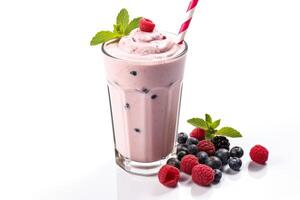 AI generated berry milkshake close up photo