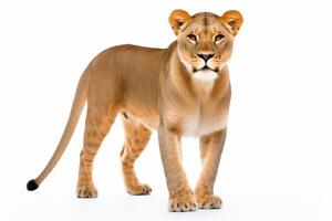 AI generated lioness isolated on white background photo