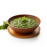 AI generated Palak soup closeup photo