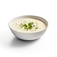 AI generated Vegetables cream soup closeup photo