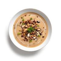 AI generated Turtle soup closeup isolated on white background photo