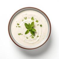 AI generated bisque soup closeup isolated on white background photo