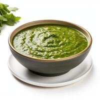 AI generated Palak soup closeup photo