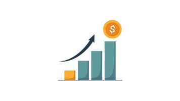 Animated financial growth graph with a dollar coin on top suitable for investment concepts, finance articles, and business presentations. Profits increase icon animation on alpha channel 4K. video