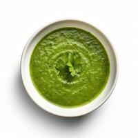 AI generated Watercress soup closeup photo