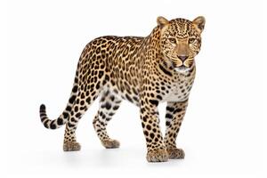 AI generated leopard isolated on plain background photo