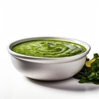 AI generated Palak soup closeup photo