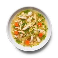 ai generado pollo sopa con vegetales de cerca foto