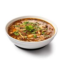 AI generated Turtle soup closeup isolated on white background photo
