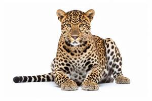 ai generado leopardo aislado en llanura antecedentes foto