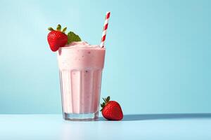 AI generated strawberry milkshake close up photo