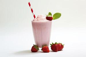 AI generated strawberry milkshake close up photo