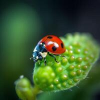 AI generated a lady bug sitting on top of a green plant photo
