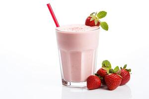 AI generated strawberry milkshake close up photo