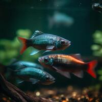 AI generated a group of fish swimming in an aquarium photo