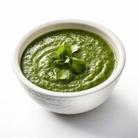 AI generated Palak soup closeup photo