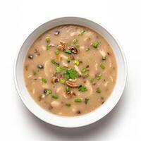 AI generated Turtle soup closeup isolated on white background photo