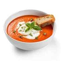 AI generated tomato soup closeup photo