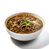 AI generated Turtle soup closeup isolated on white background photo