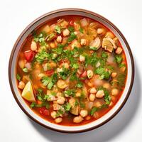 AI generated Posole soup closeup photo