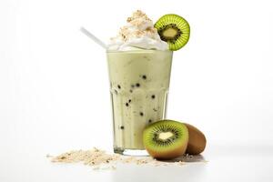 AI generated Kiwi milkshake isolated on white background photo