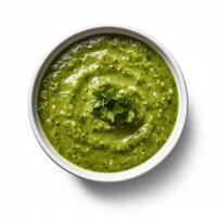 AI generated Palak soup closeup photo