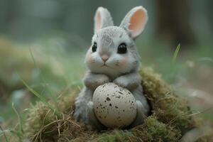 AI generated cute bunny hug easter egg photo