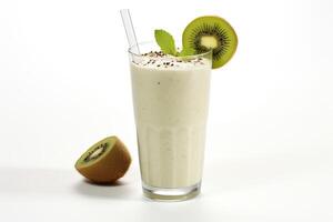 AI generated Kiwi milkshake isolated on white background photo