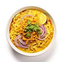 AI generated Khao soi soup closeup photo