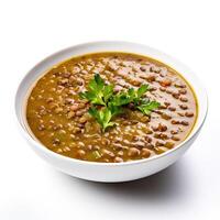 AI generated lentil soup closeup photo