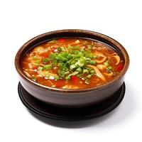 AI generated Hot and sour soup closeup photo