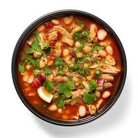 AI generated Posole soup closeup photo