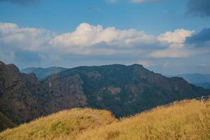 Beautiful mountain range and campground on khao san nok wua kanchanaburi.Khao San Nok Wua is the highest mountain in Khao Laem National Park. It is 1767 meters above sea level. photo