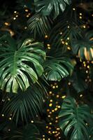 AI generated Glittery Tropical Leaves Background Bold and Beautiful Feminine Accents photo