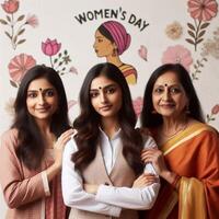 AI generated Indian Woman from Different Profession Posing for Women's Day Celebration Photoshoot photo