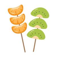 tradicional chino difícil caramelo saburral Fruta brochetas vector