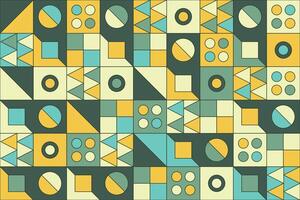 This vector artwork presents a seamless geometric pattern with a kaleidoscope of colorful shapes, exuding a trendy, retro vibe in a creative and stylish mosaic arrangement