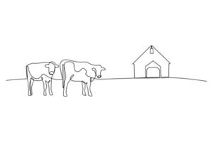 One continuous line drawing of Farmer activity. Agricultural concept. Doodle vector illustration in simple linear style.