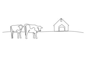 One continuous line drawing of Farmer activity. Agricultural concept. Doodle vector illustration in simple linear style.