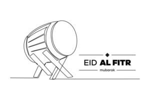 Continuous one line drawing Eid al-Fitr concept. Doodle vector illustration.