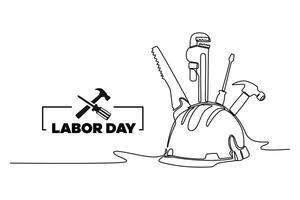 Continuous one line drawing labor day concept. Doodle vector illustration.