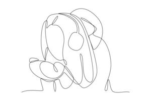 Continuous one line drawing Four seasons concept. Doodle vector illustration.