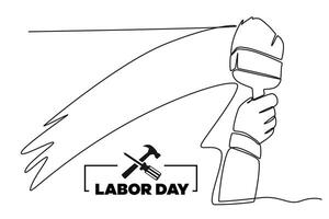Continuous one line drawing labor day concept. Doodle vector illustration.