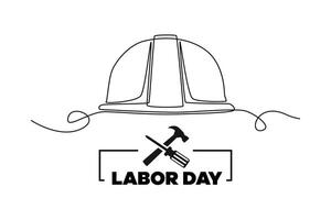 Continuous one line drawing labor day concept. Doodle vector illustration.