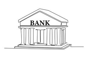 Continuous one line drawing Bank and Finance concept. Doodle vector illustration.