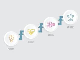 horizontal steps timeline infographic element report background with business line icon 4 steps vector