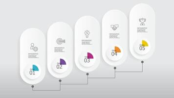 ellipse horizontal steps timeline infographic element report background with business line icon vector