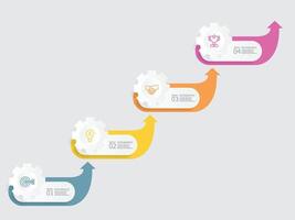 horizontal diente engranaje rueda pasos cronograma infografía elemento reporte antecedentes con negocio línea icono 4 4 pasos vector