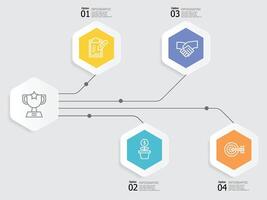 hexagon horizontal steps timeline infographic vector