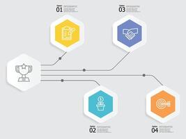 hexágono horizontal pasos cronograma infografía vector